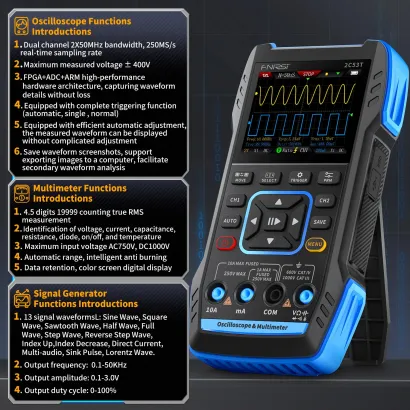 Handheld 3in1 Oscilloscope Multimeter Signal Generator
